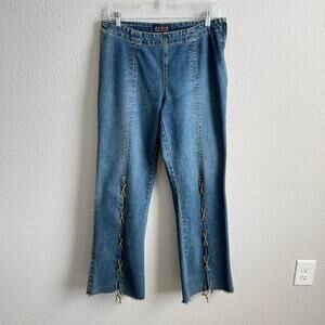 Y2K Vintage Maria Gabrielle Lace Up Bootcut Flare Jeans Women's 10 Stretch